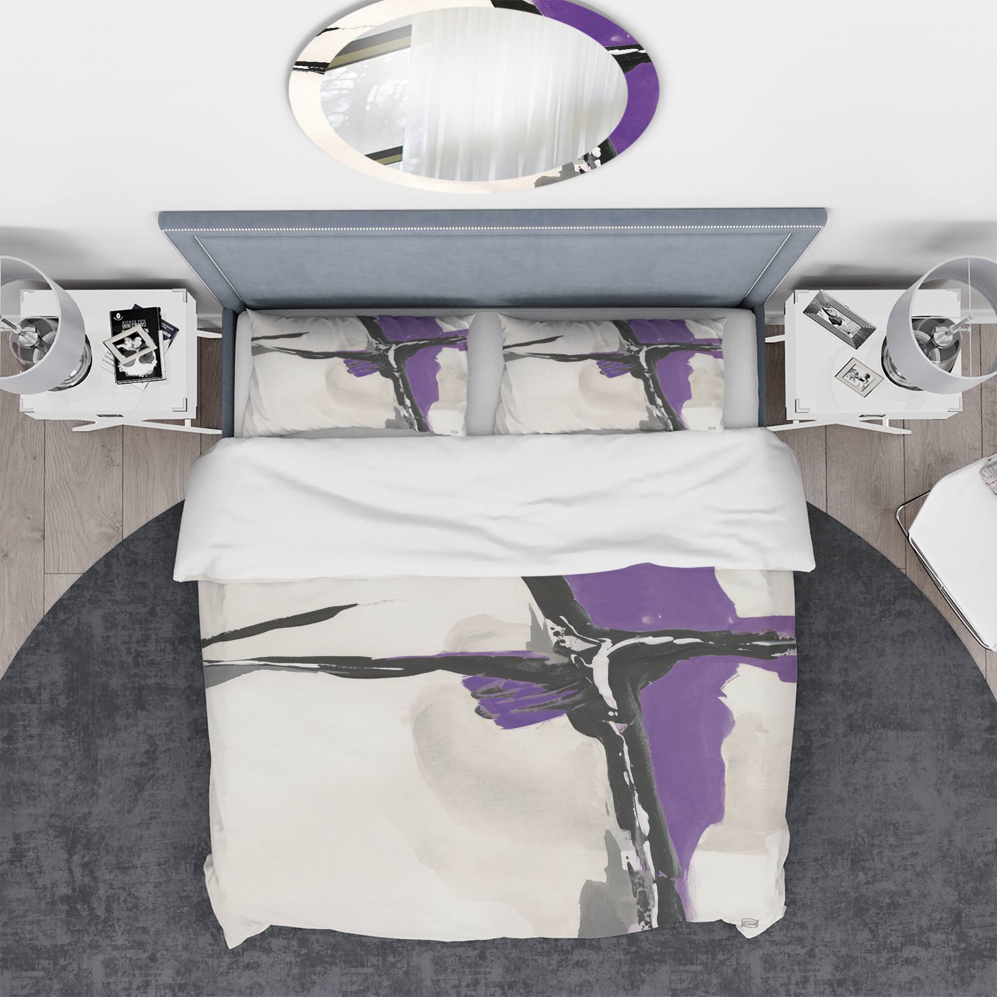 Designart 'Glam Cerulean I' Geometric Bedding Set